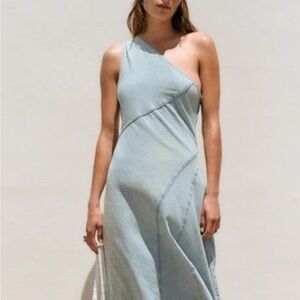 Zara One-Shoulder Light Blue Dress